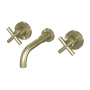 Corbeau brushed gold brass wall-mounted basin mixer - Kroos