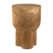 à la cognac Taburete de madera tallada a mano 30x40cm Pile - Pols Potten