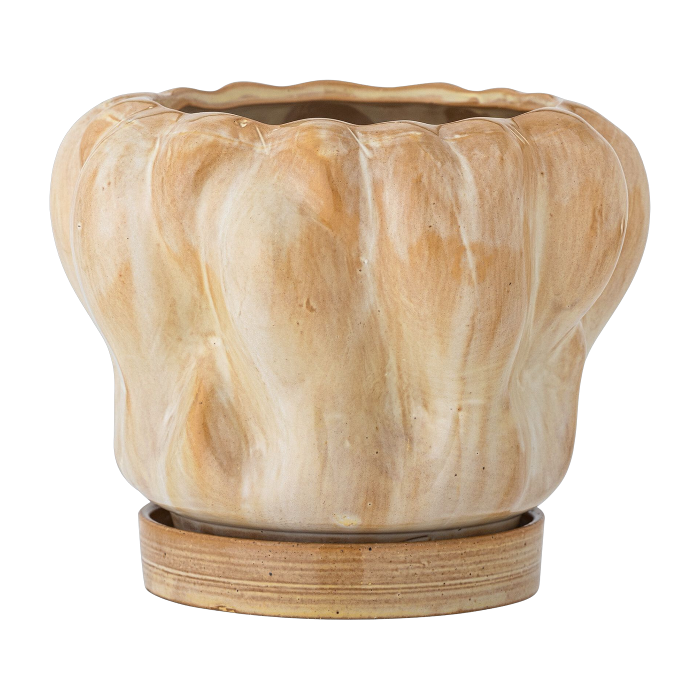 Hollis Blumentopf Mit Untertasse Natur Steingut - Bloomingville