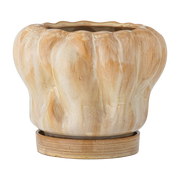 Pot de fleurs Hollis avec soucoupe Nature Stoneware - Bloomingville