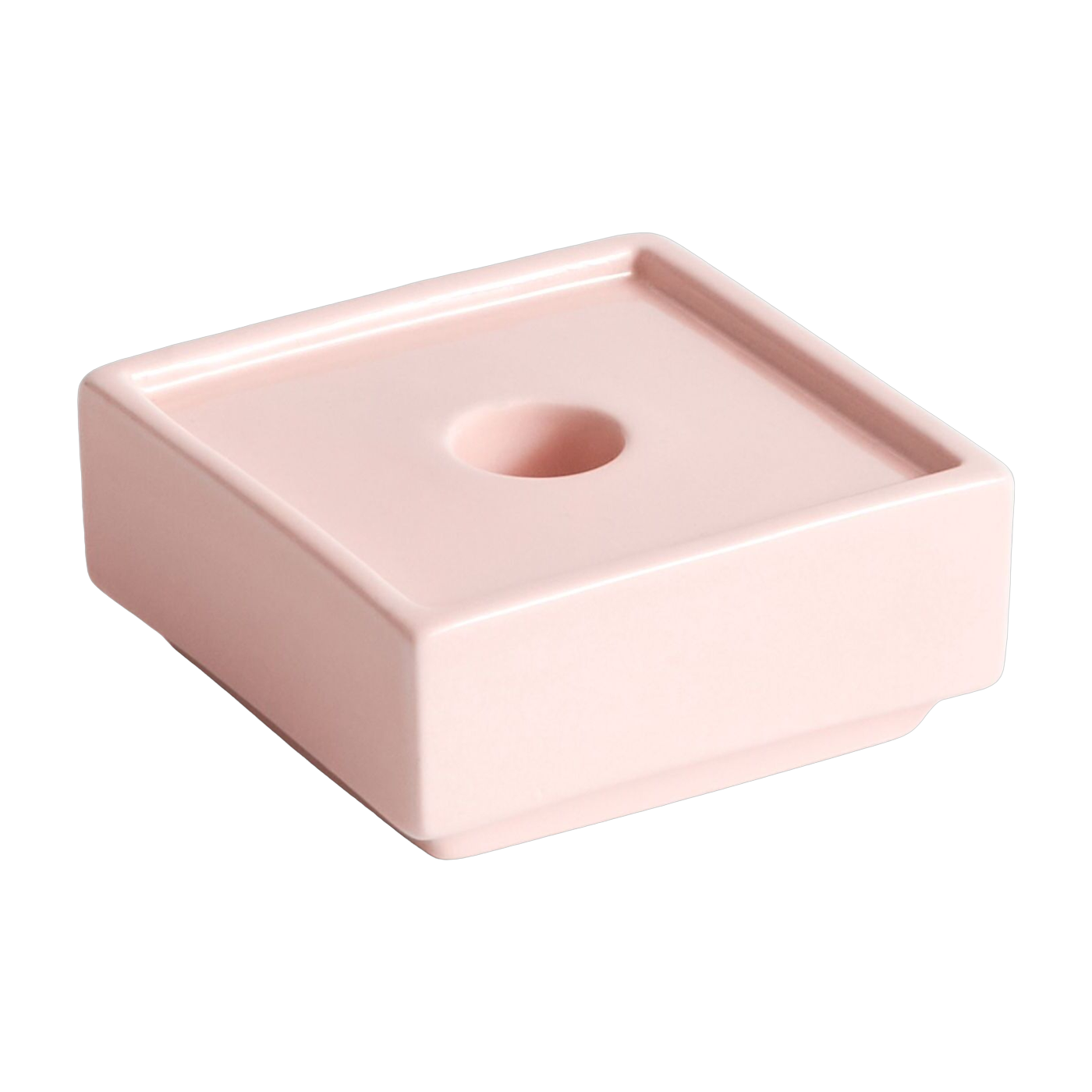 Bougeoir carré en grès rose clair 9,4x9,4x4cm Mattone - HAY
