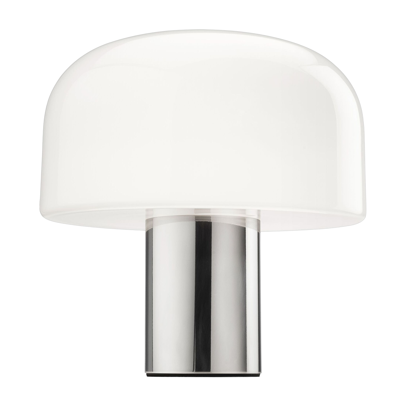 Lampe design en aluminium chromé et verre opalin triplex Bellhop Glass T - Flos