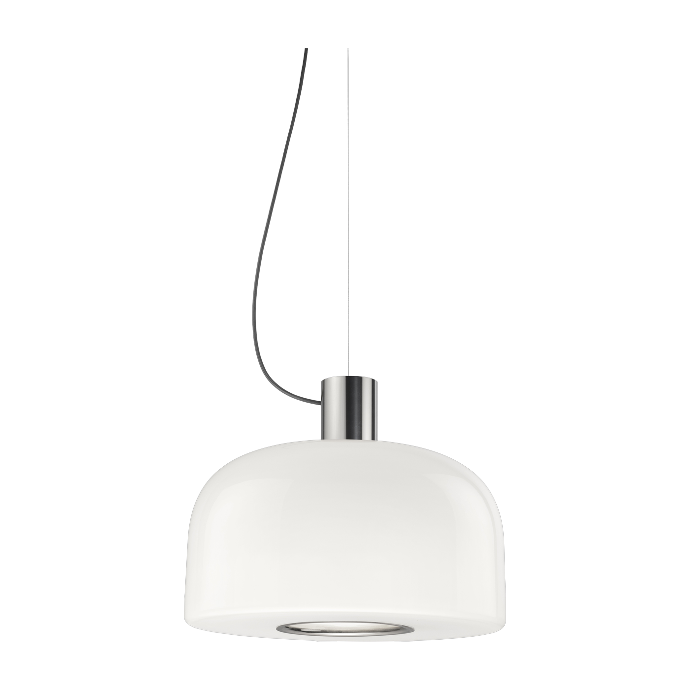 Triplex opal glass and chrome aluminum pendant Bellhop Glass S2 - Flos