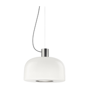 Bellhop Colgante triplex de vidrio opalino y aluminio cromado Glass S2 - Flos