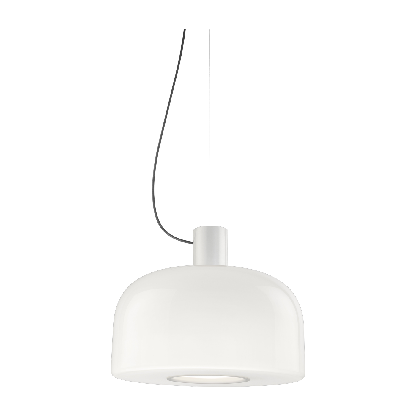 Suspension en verre opalin triplex et aluminium blanc Bellhop Glass S2 - Flos