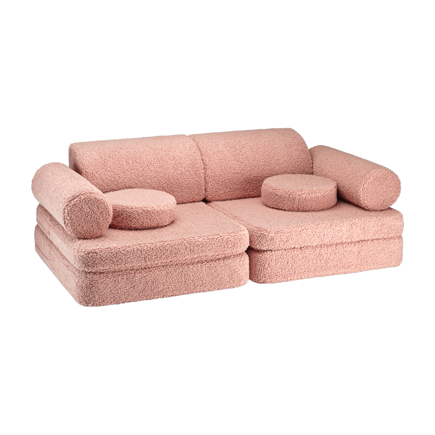 Folding sofa in pink curly sherpa 136x78x40cm Settle - Wigiwama
