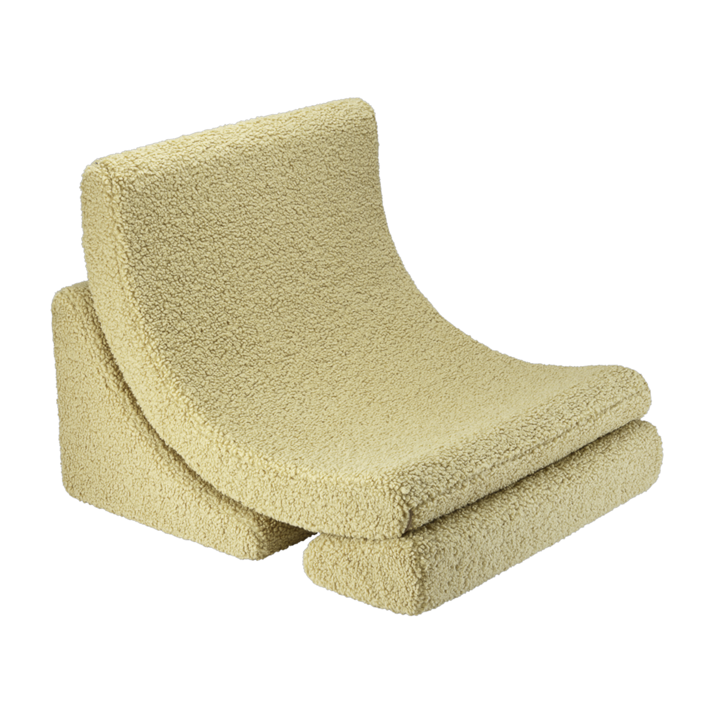 Fauteuil arrondit en sherpa bouclé matcha 80x65x55 Moon chair - Wigiwama