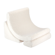 Fauteuil arrondit en  sherpa bouclé blanc 80x65x55 Moon chair - Wigiwama