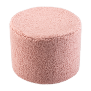 Pouf rotondo in sherpa riccio rosa 39, 5x25cm Pouff - Wigiwama