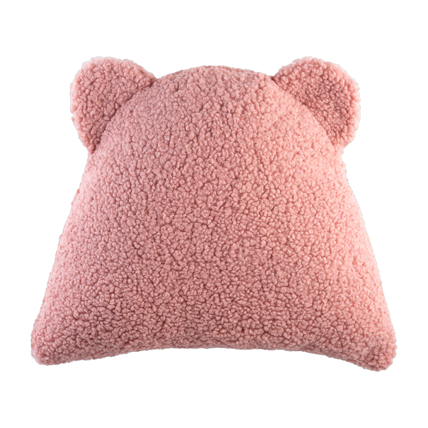 Bear cushion in pink curly sherpa 35cm Cushion - Wigiwama