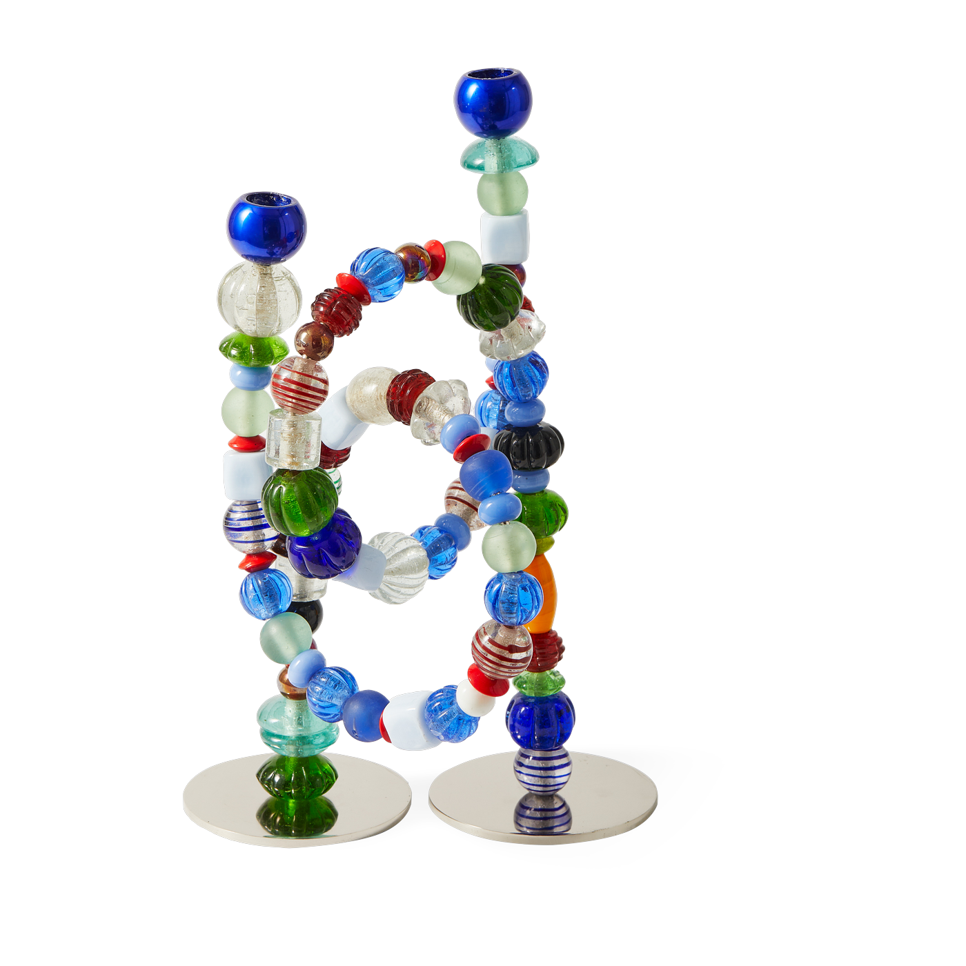 Beads candlestick in recycled glass and multicolored steel 38cm Beads - Pols Potten