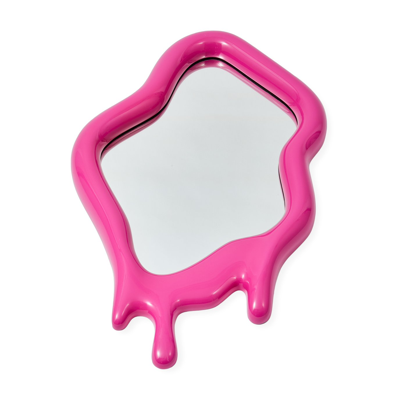 Pink lacquered polyester cast-effect frame mirror 45x70cm Melting - Pols Potten