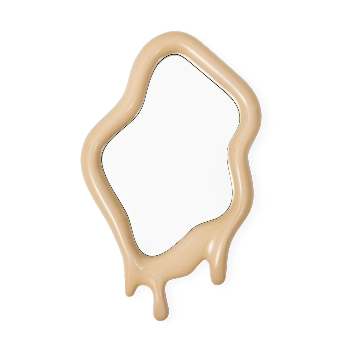 Cast effect mirror frame in beige lacquered polyester 45x70cm Melting - Pols Potten