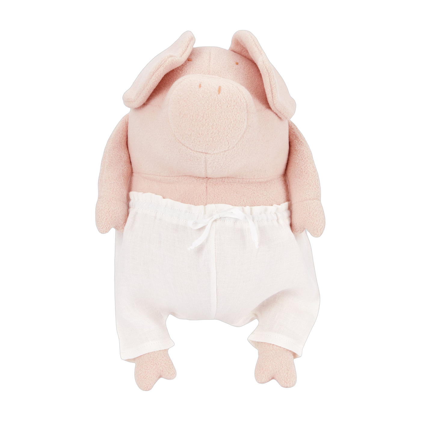 Peluche cochon beige/rose avec son pantalon en coton grand 45cm Helmut - Adada