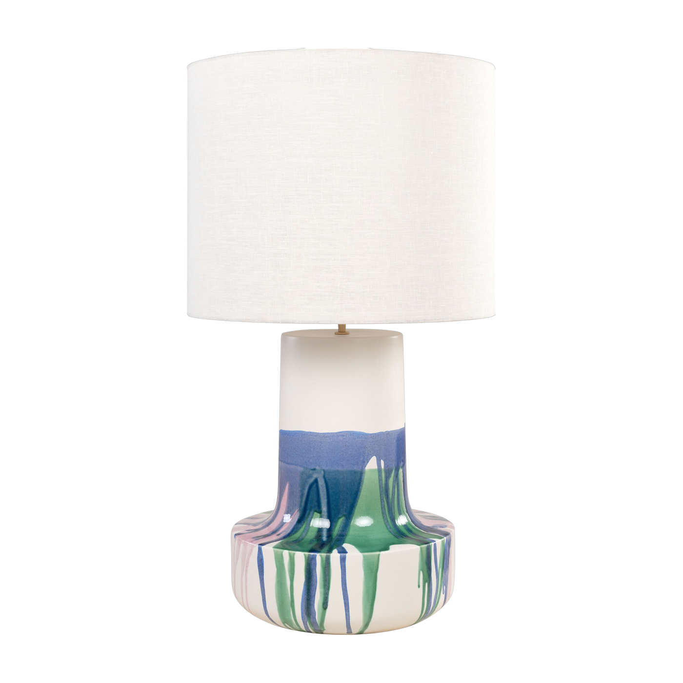 Lampe avec abat-jour en céramique émaillée blanche et bleu 90cm True - Versmissen