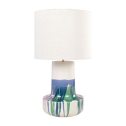 True lamp with white and blue glazed ceramic shade 90cm - Versmissen