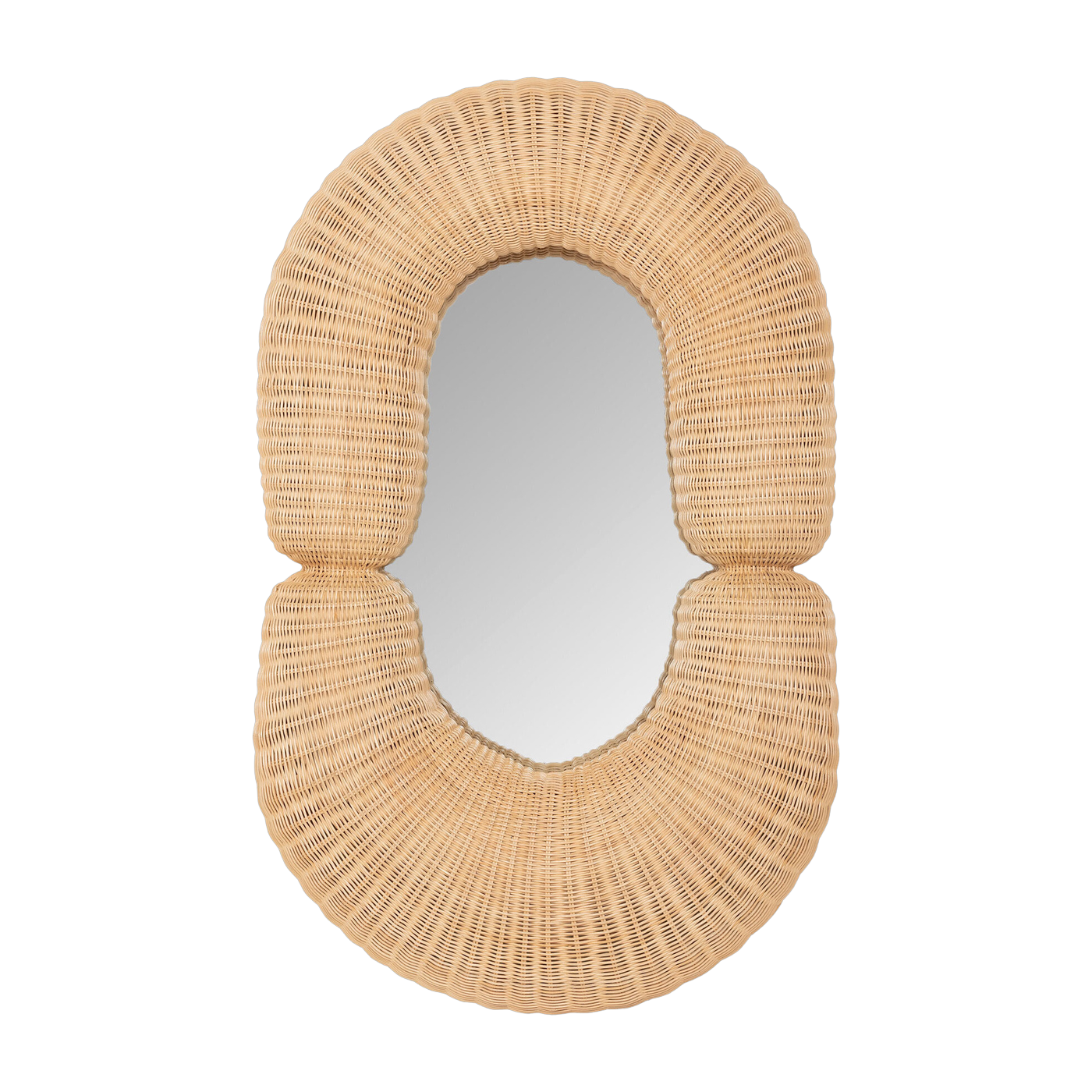 Oval mirror in rotin with plywood and glass 75x120cm Loop - Versmissen