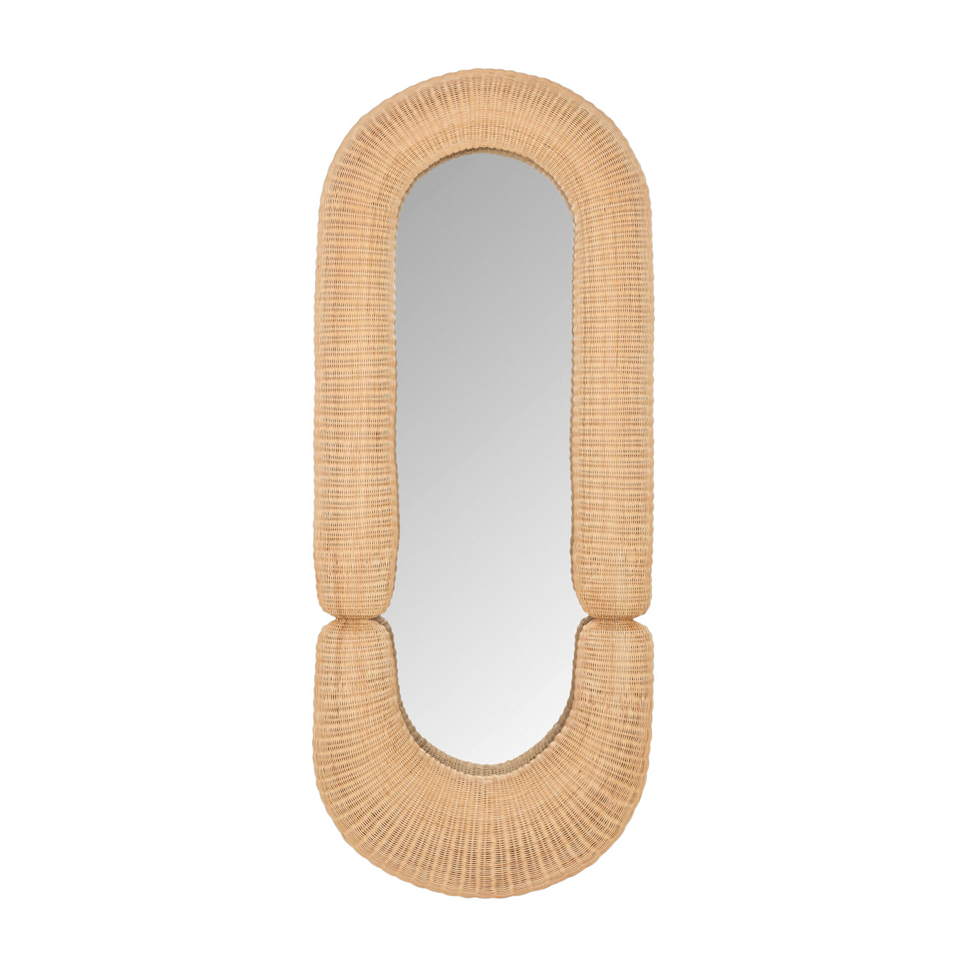 Oval mirror in rotin with plywood and glass 90x220cm Loop - Versmissen
