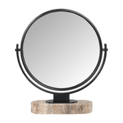 Miroir à poser en acier chrome noir brossé et travertin gris 45x51cm Leila - Versmissen