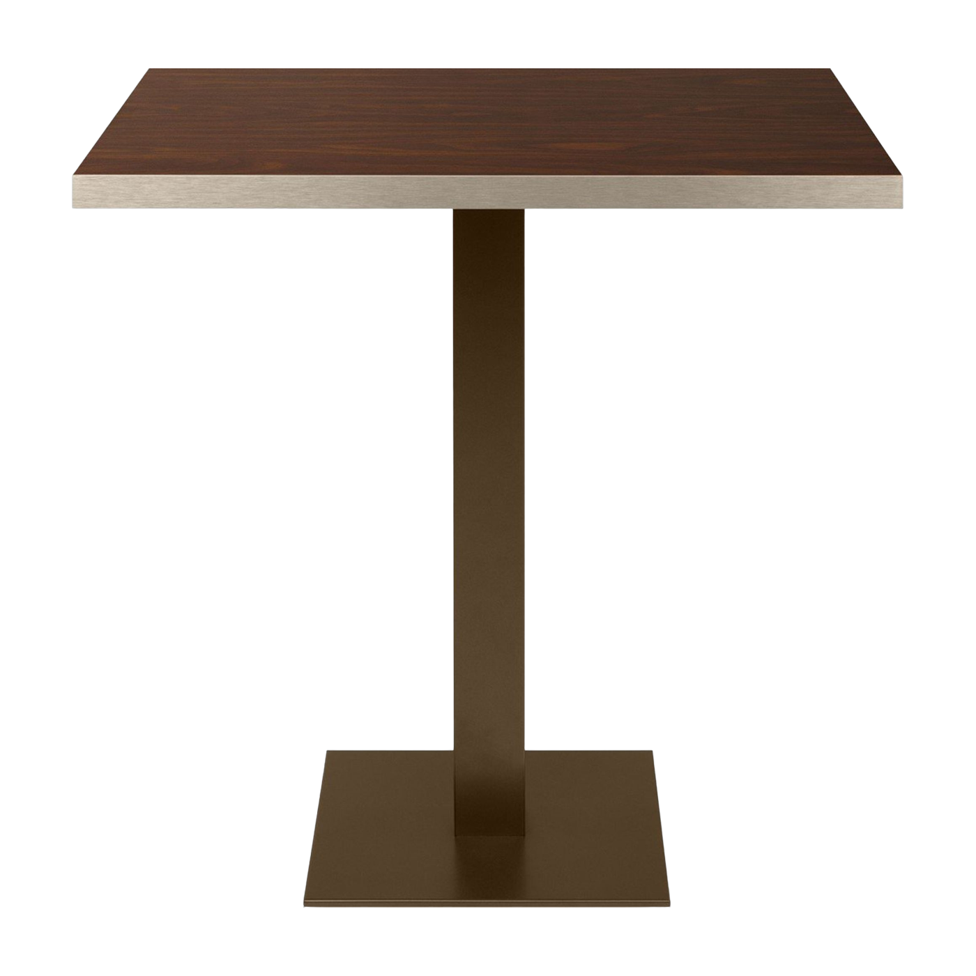 Mesa de comedor cuadrada Elliot en laminado de eucalipto ahumado y acero bronce claro - 70x70cm Versmissen