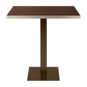 Quadratischer Esstisch aus rauchfarbenem Eukalyptus-Laminat und hellbronzefarbenem Stahl 70x70cm Elliot -. Versmissen