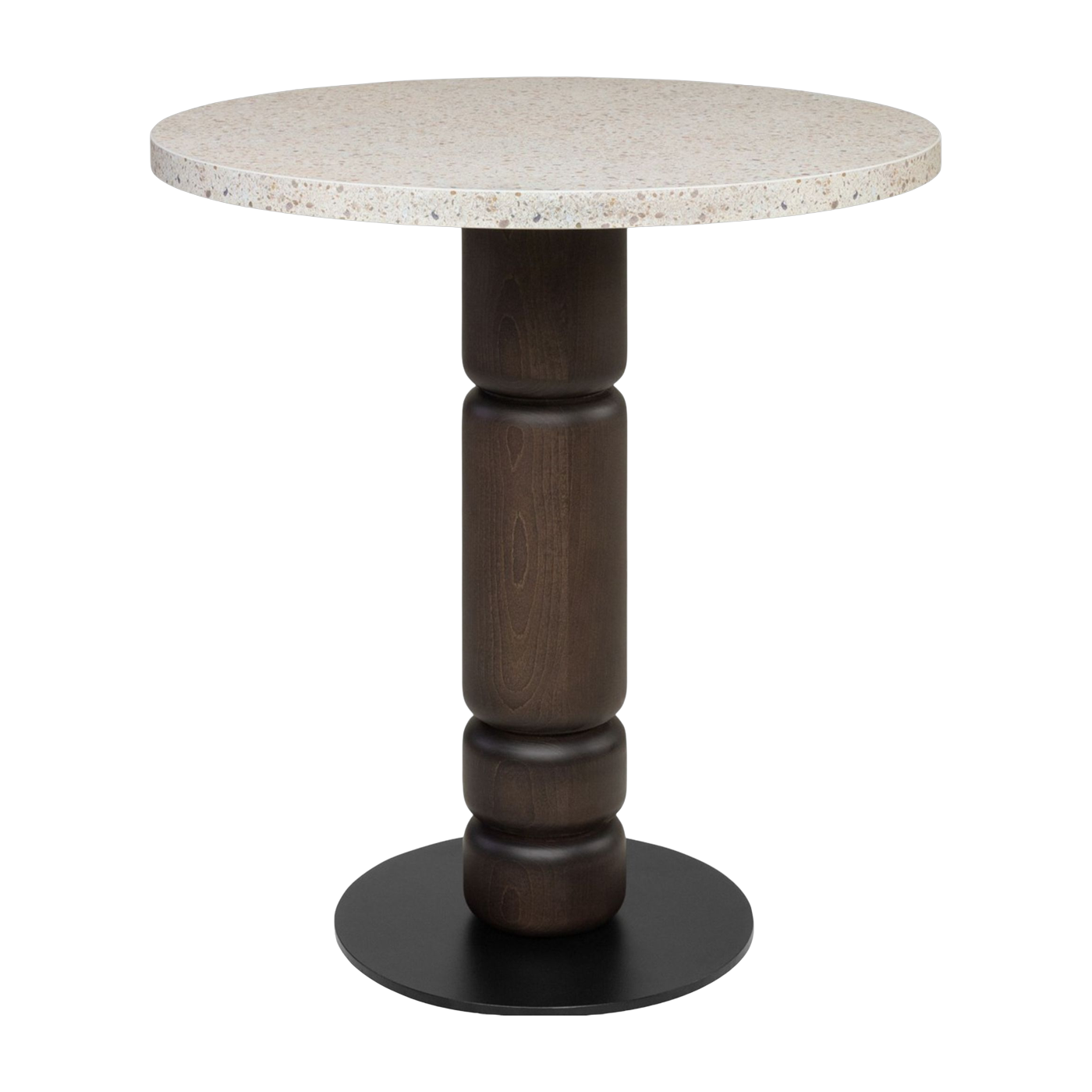 ronde Tavolo da pranzo in laminato terrazzo e faggio massiccio marrone scuro da 70 cm Beads - Versmissen