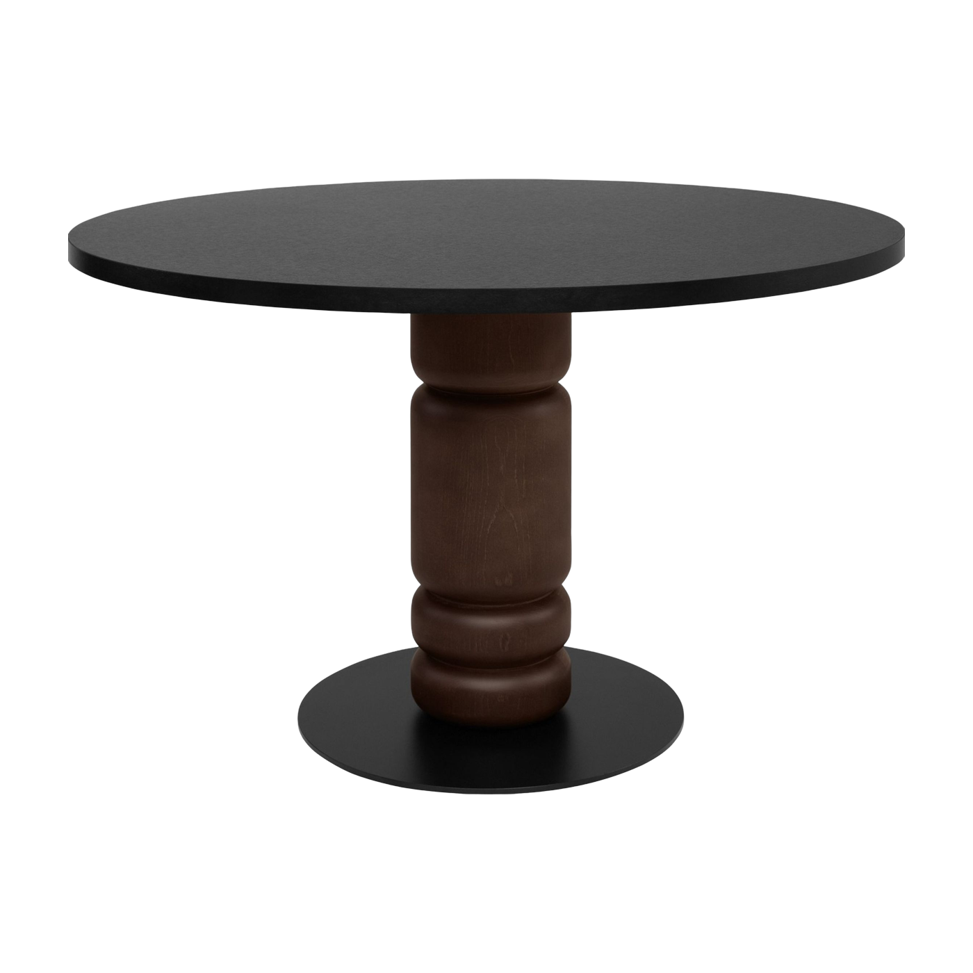 Side table ronde in black rock laminate and dark brown solid beech 120cm Beads - Versmissen