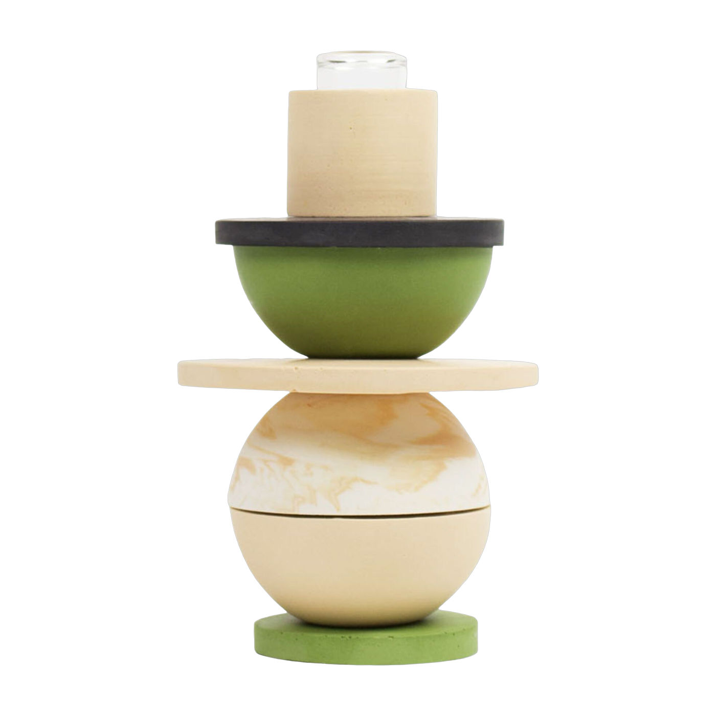 Vase modulable en verre et roche saline verte 9,5x15cm Modulo - Studio Rosaroom