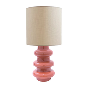 Pink ceramic lamp with hemp shade Luzia - The Cool Republic