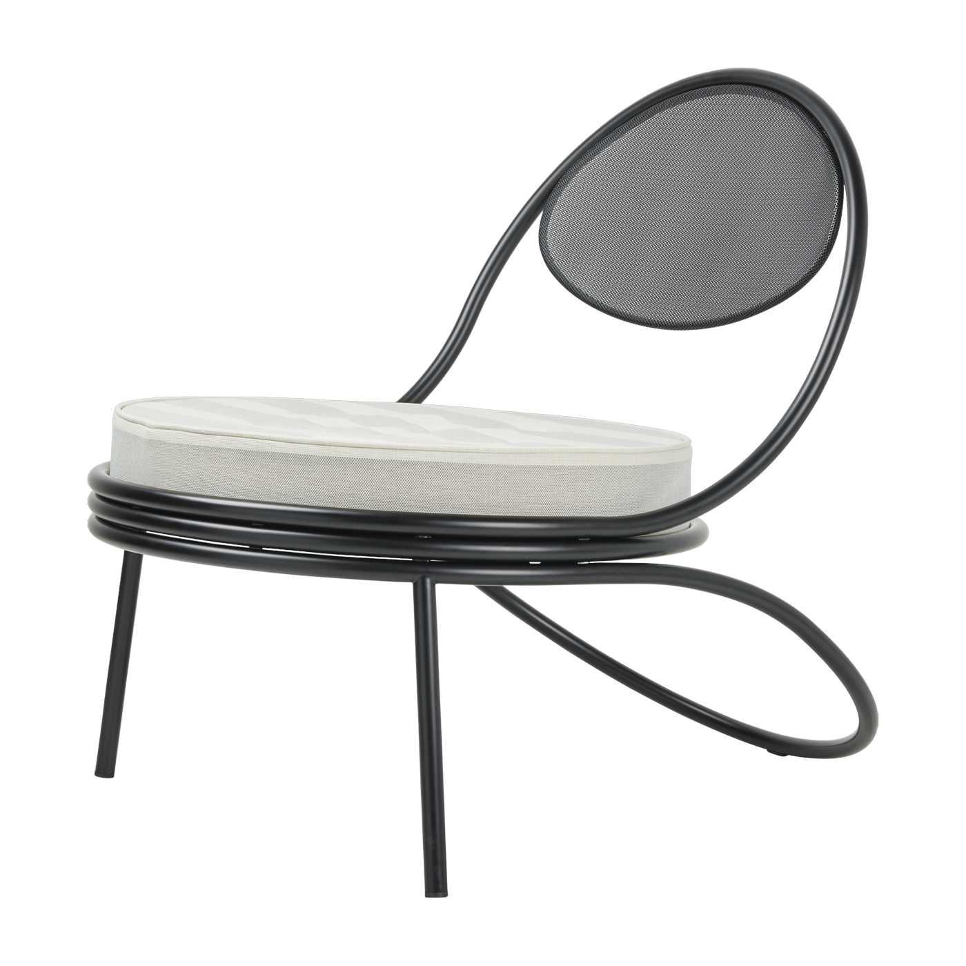 Copacabana black and striped fabric lounge chair - Gubi