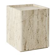 Neutral white travertine stone side table 33x33x40cm Pietra - Gubi
