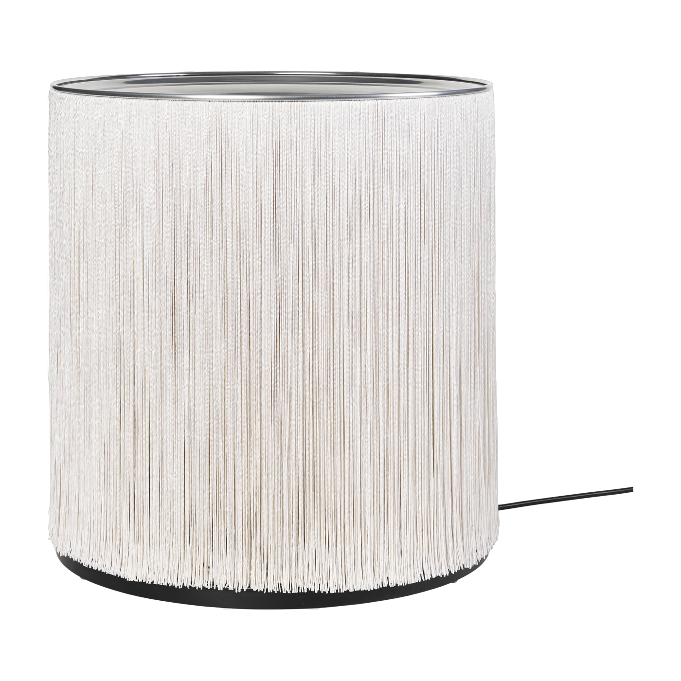 Lampada da tavolo in alluminio lucidato e frange color crema 26x29cm Modello 597 - Gubi
