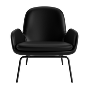 Fauteuil bas avec pieds en acier noir et assise en cuir noir Era - Normann Copenhagen