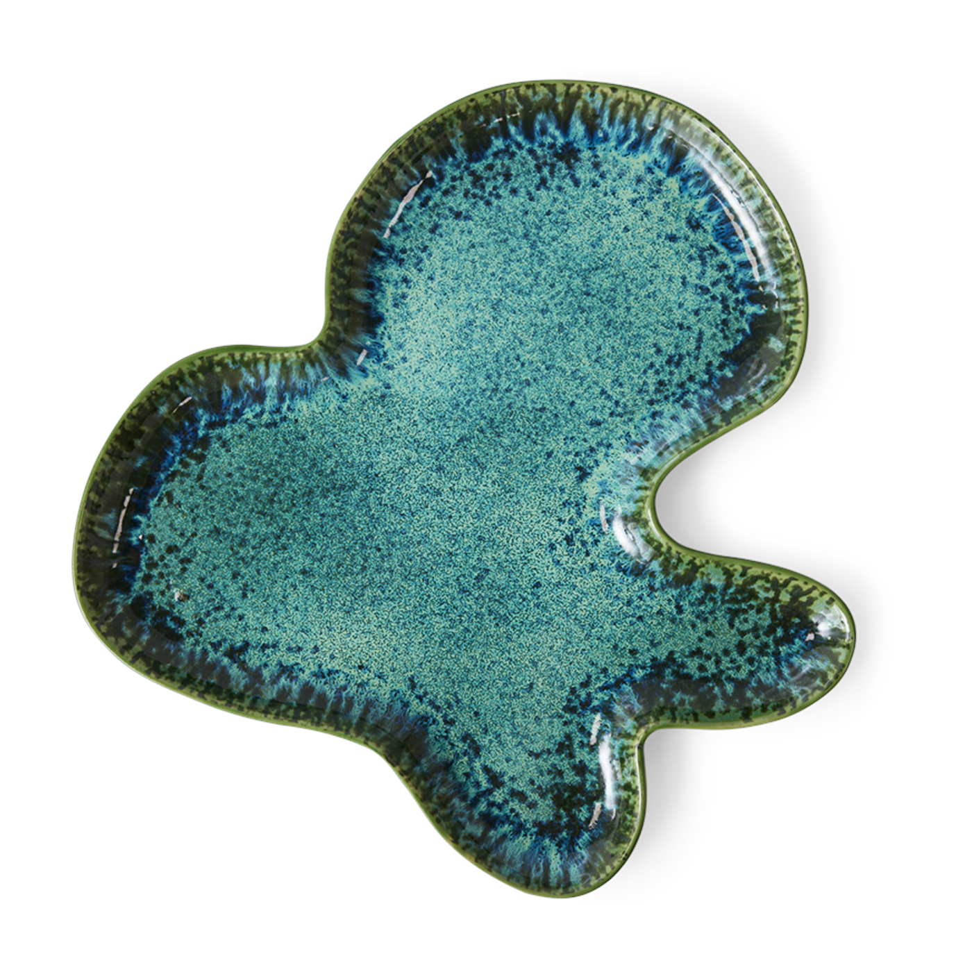 Shell Teal plato de gres azul orgánico 39. 5x38cm - Shell Teal HKLIVING
