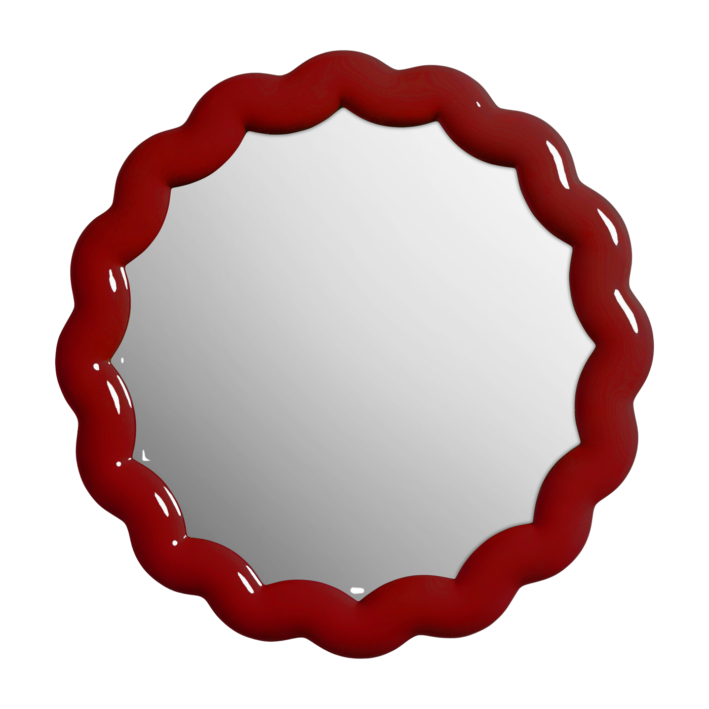 Round burgundy polyresin mirror 40. 5x3cm Zigzag - &Klevering