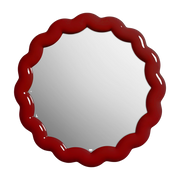 Round burgundy polyresin mirror 40. 5x3cm Zigzag - &Klevering