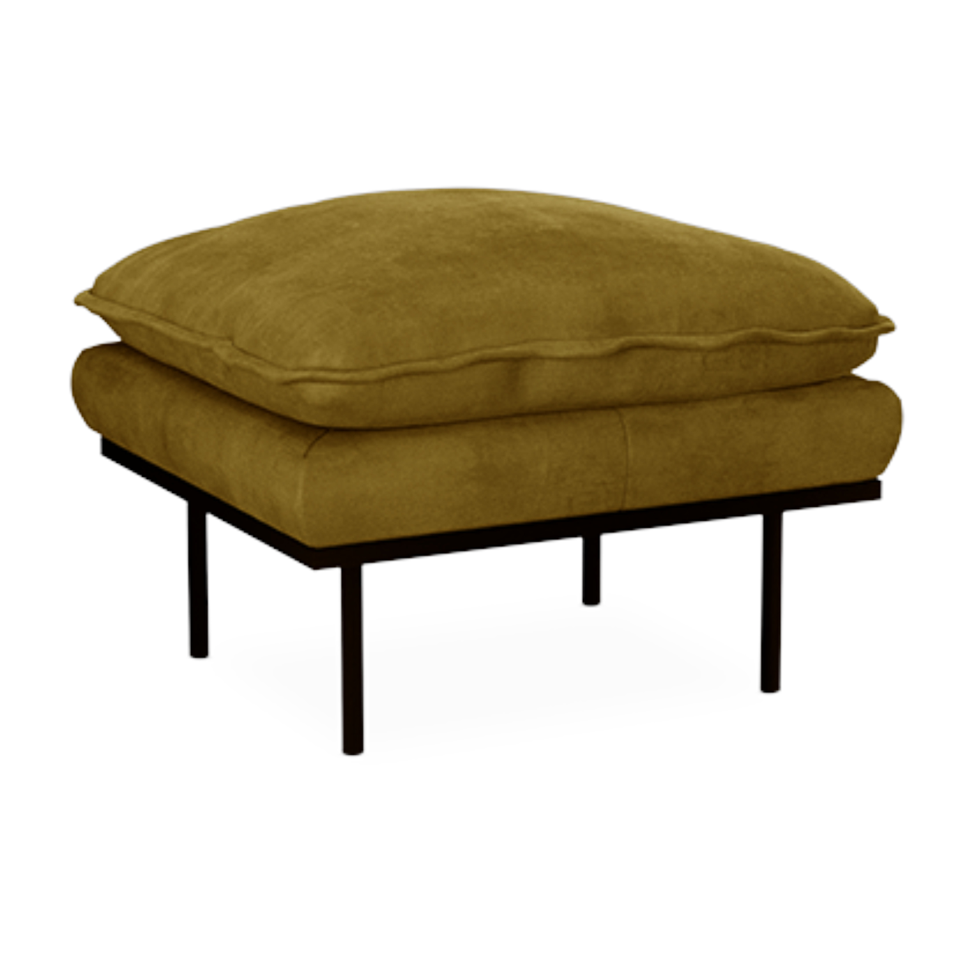 Repose-pieds en velours vert olive Retro - Hkliving