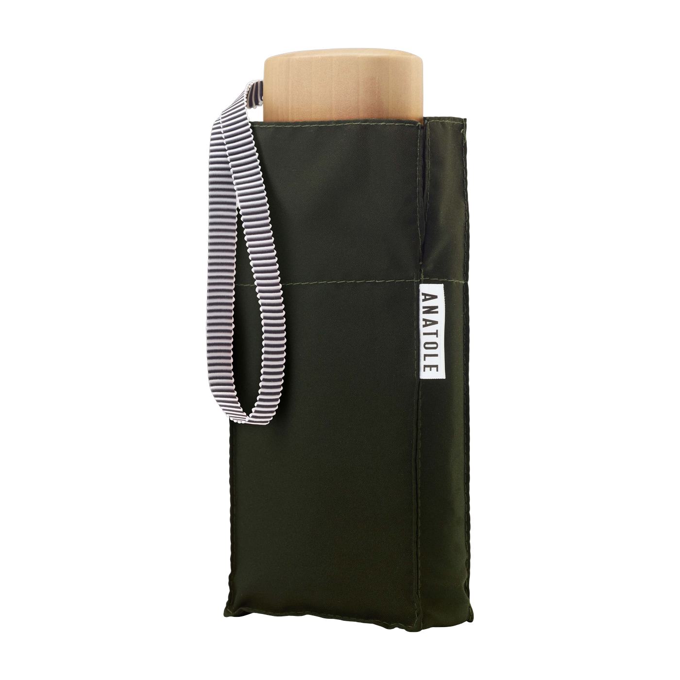 Mini khaki green 17. 5cm recycled canvas and wood umbrella Léonard - Anatole