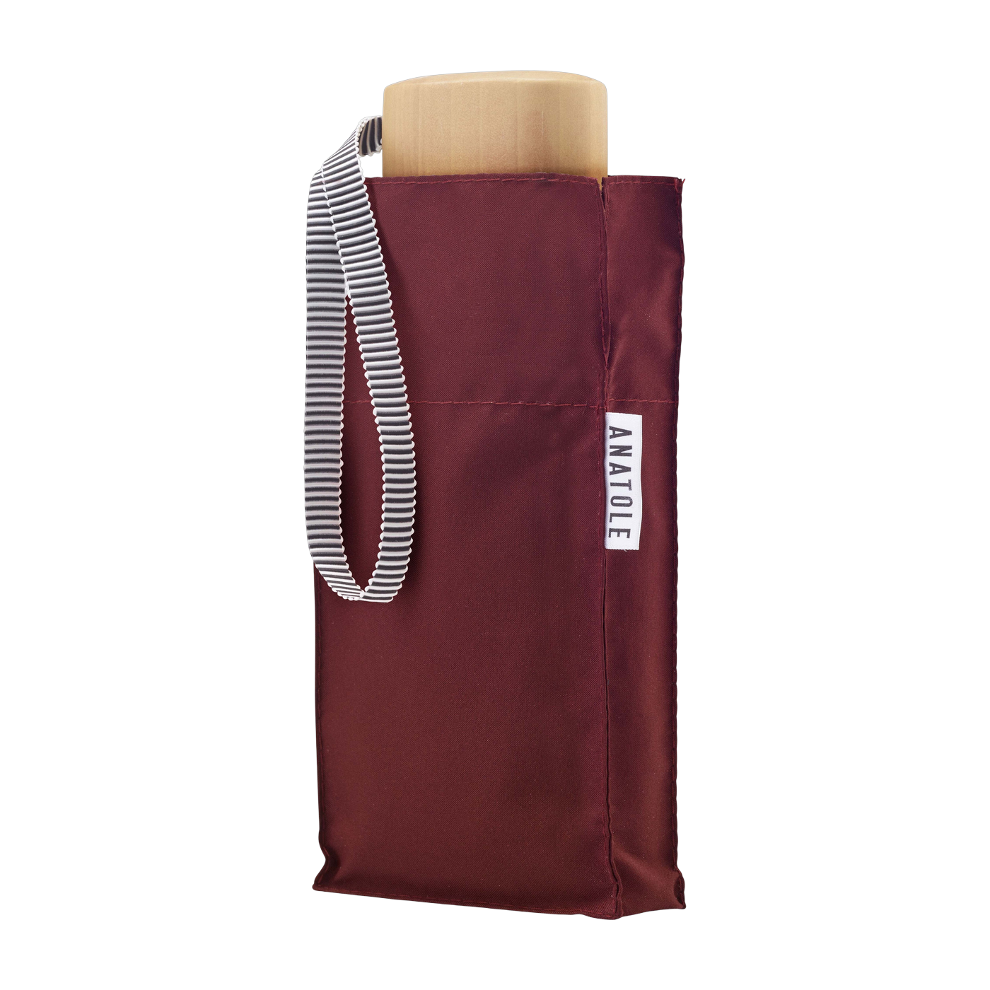 Mini burgundy wood and recycled canvas umbrella 17. 5cm Germain - Anatole