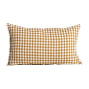 Coussin en lin lavé vichy curry avec garnissage 30x50cm Taormina - Gabrielle paris