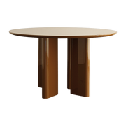 Table à manger ronde Joe en bois laqué caramel 130x73cm Joe - Gabrielle paris
