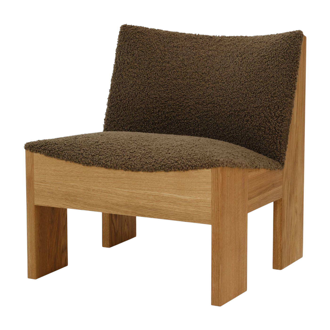 Sedia Tenon Lounge Chair in rovere chiaro e tessuto bouclé marrone - New works