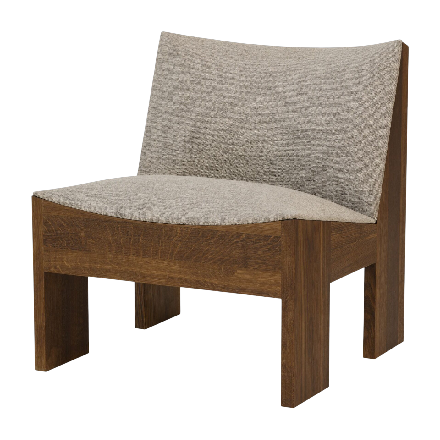 mousse Sedia Tenon Lounge Chair in rovere scuro e tessuto beige-grigio - New works