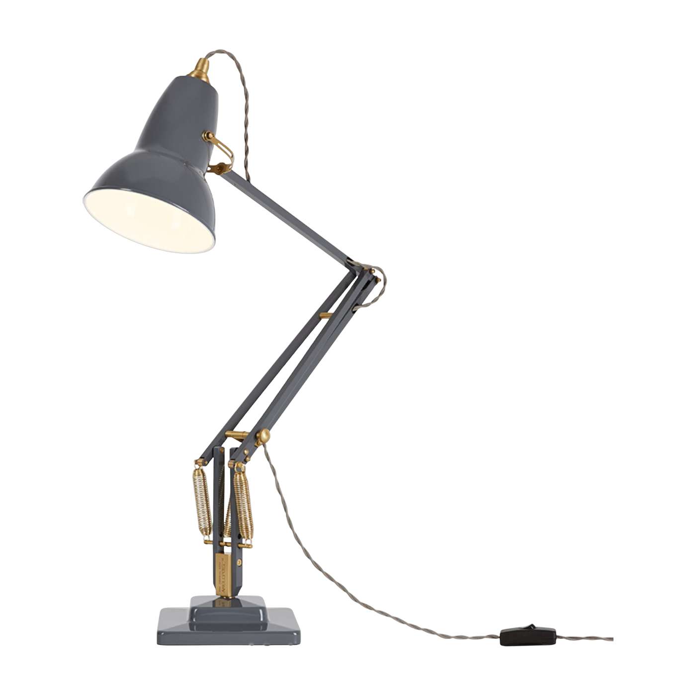 مصباح مكتب من الألومنيوم الرمادي الفيل والنهاية الذهبية 72x90 سم Original 1227 - Anglepoise