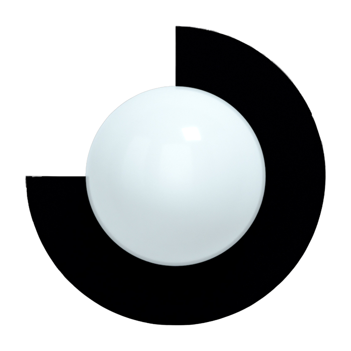 Wandleuchte aus Opalglas und Ninja-Stahl black 28cm Circle 270 S -. Swedish Ninja