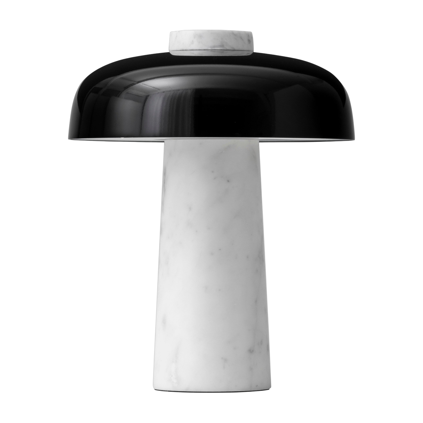 Lampe à poser en pierre travertin et aluminium noir 30cm Reverse - Audo