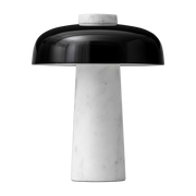 Reverse Lampada da tavolo in pietra di travertino e alluminio nero 30cm - Audo