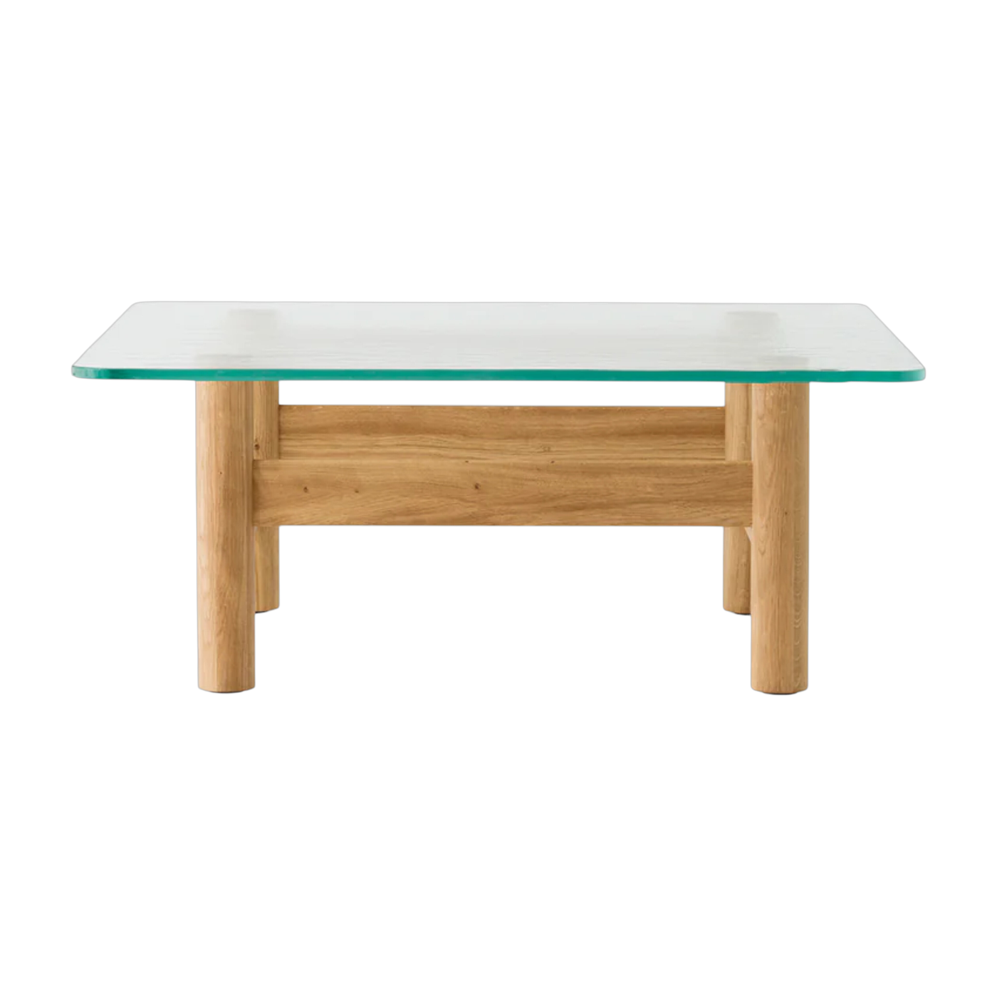 Table basse en verre et chêne naturel 100x36,5cm Brasilia - Audo