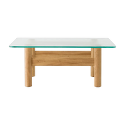 Mesa de centro Brasilia de cristal y roble natural 100x36, 5cm - Audo