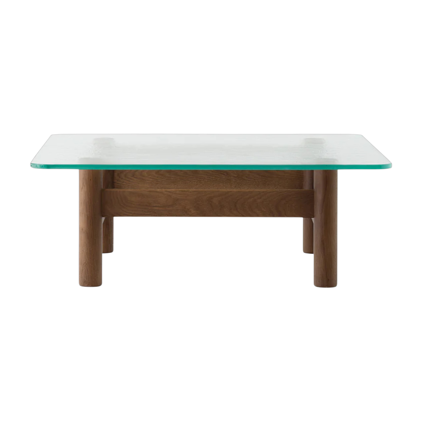 Table basse en verre et chêne teinté foncé 100x36,5cm Brasilia - Audo